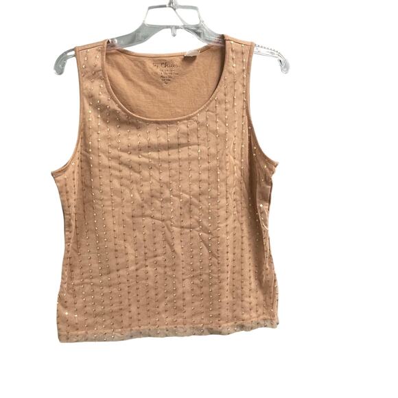 Chicos Womens Sequin Tank Size 1 Medium Stretch Blouse Mesh Minimalist Y2K Basic - Picture 1 of 4
